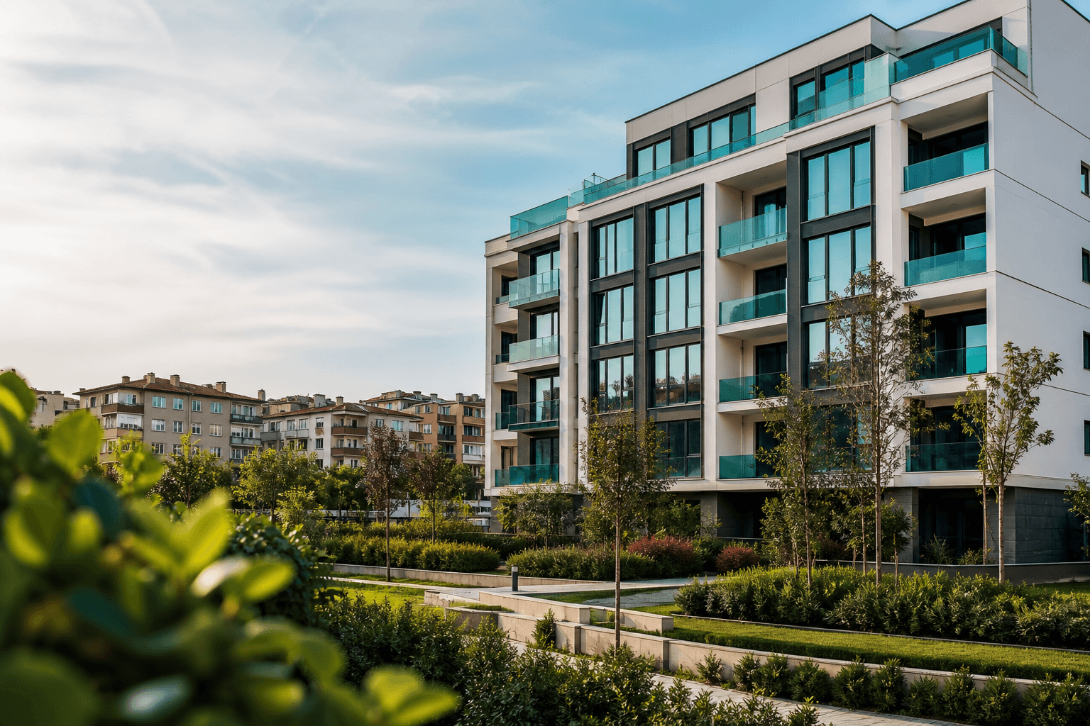 Kentsel dönüşüm sonrası modern konut binası